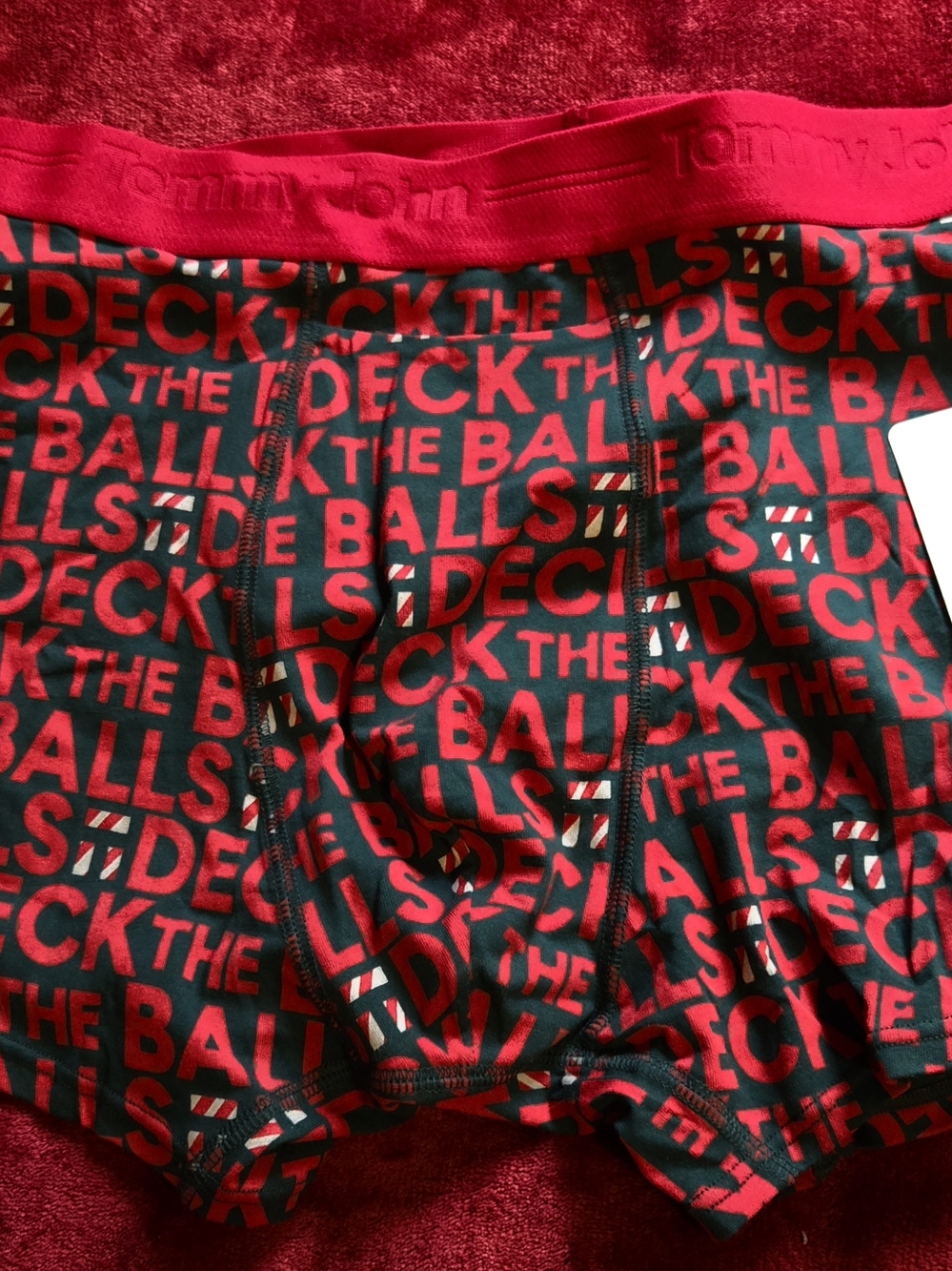 Tommy John Red & Black Graphic Boxer Briefs with Word Print